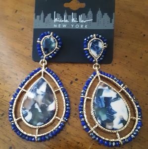 Nicole Miller Beaded Stone Drop Earrings